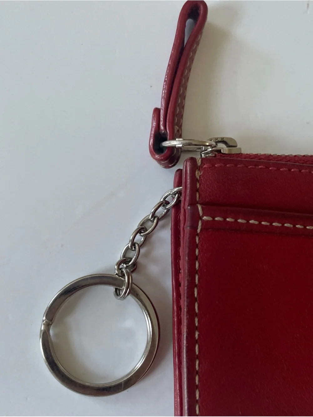 Coach Red Leather Card & Key Wristlet